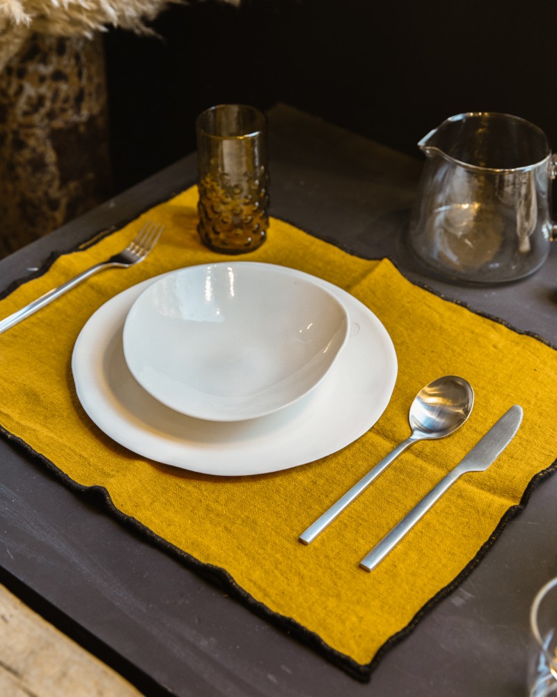 Sets de table en lin Blanc et noir Harmony Maison SERSK