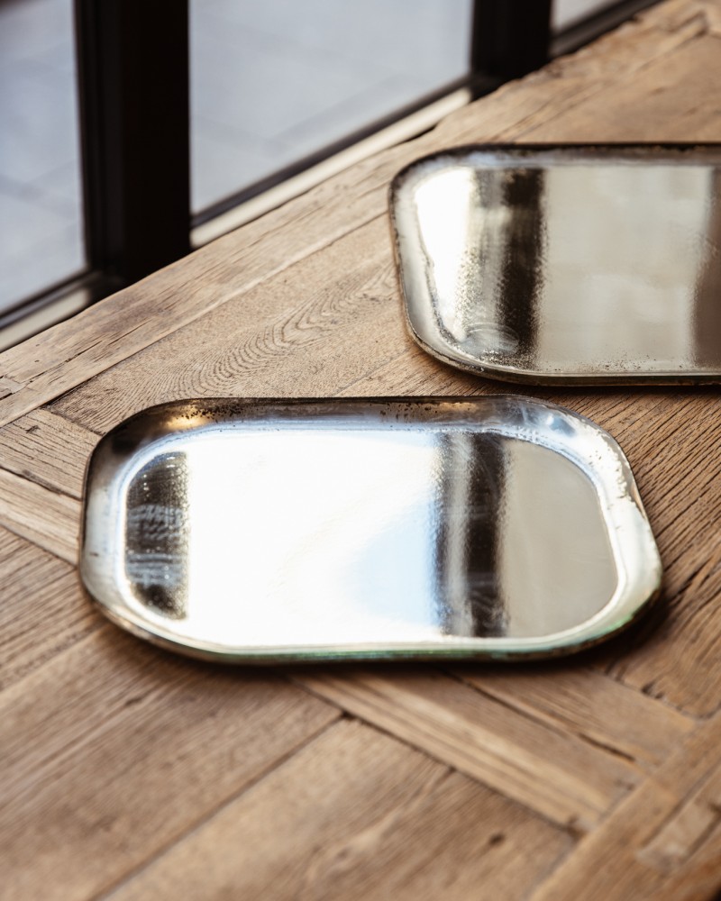 Plateau miroir en verre de Murano - S