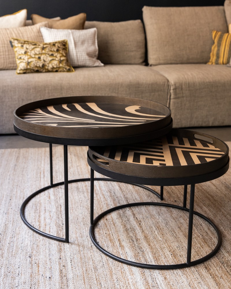 Plateau L rond Ethnicraft pour tables gigognes bois zébré l