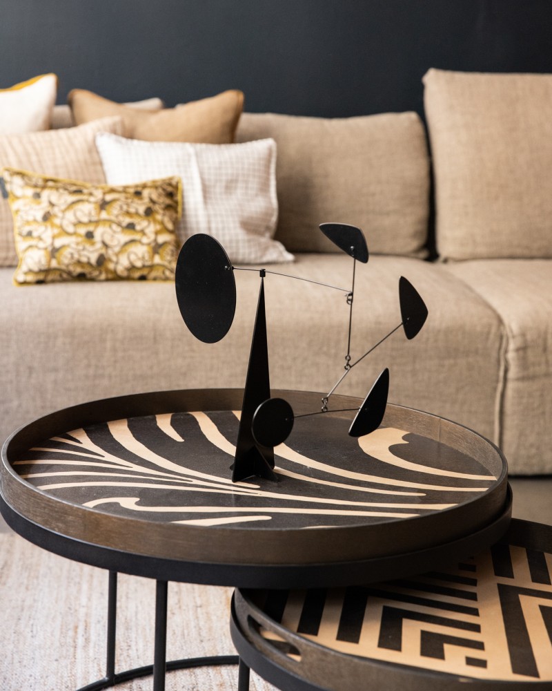 Plateau L rond Ethnicraft pour tables gigognes bois zébré l