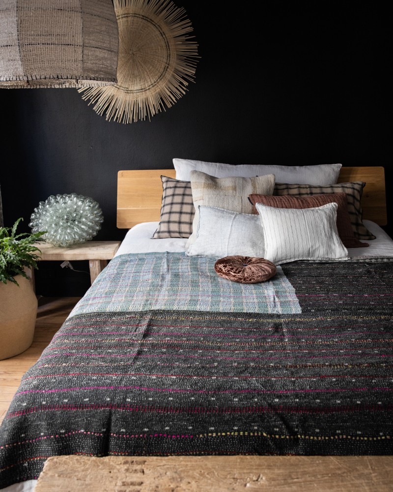 Couvre-lit Indien Kantha Fait Main - Pur Coton, Motif Forêt Et Animaux, King Size